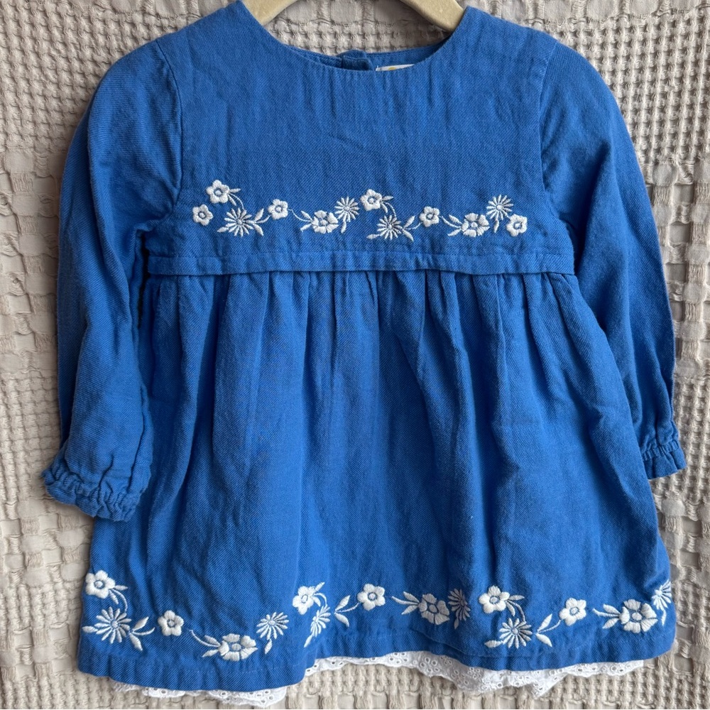 Baby Boden Royal Blue Embroidered Dress